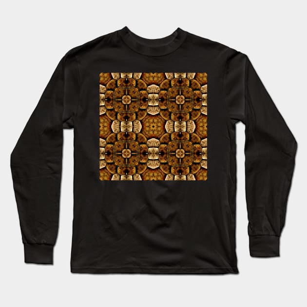 Brown Snakeskin Texture Artistic Pattern Number 2 Long Sleeve T-Shirt by BubbleMench